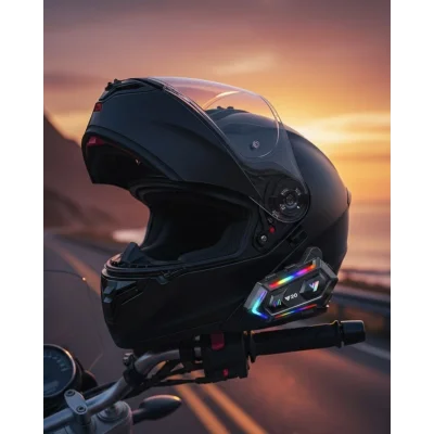 BUĞZ 16 Mod RGB Işıklı Motosiklet Intercom Çift Telefon Destekli