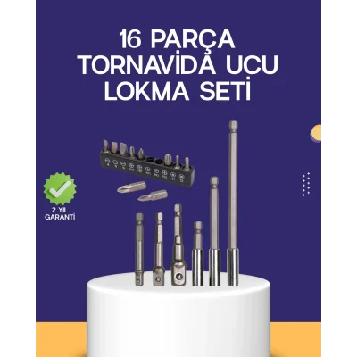 BUĞZ 16 Parça Bits ve Adaptör Seti Vidalama Tamir Bakım Seti