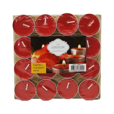 BUĞZ 16 Parça  Kırmızı Tea Light Yuvarlak Mum Bx40