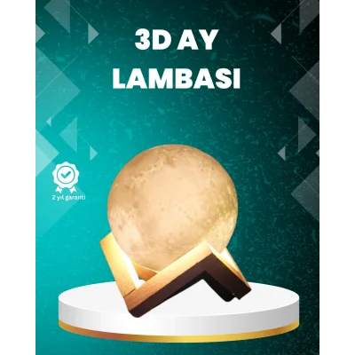 BUĞZ 16 Renkli 3D Ay Gece Lambası RGB Modlu Şarjlı Uzaktan Kumandalı