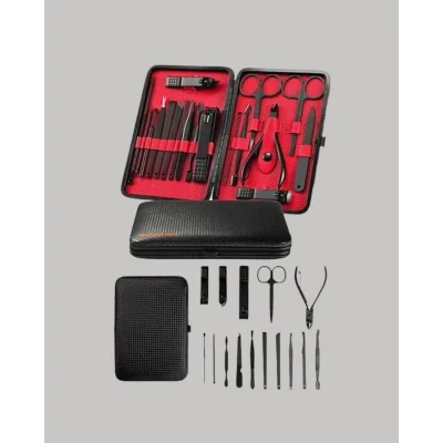 BUĞZ 17 Parça Profesyonel Manikür Pedikür Seti Paslanmaz Çelik Siyah Kutu - Lisinya