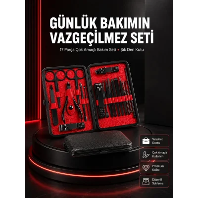 BUĞZ 17 Parçalık Profesyonel Manikür Seti – Paslanmaz Çelik Yeni Nesil