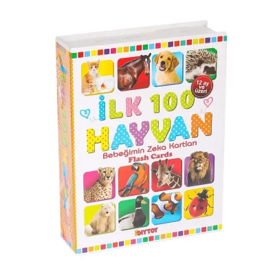  1741 Flash Card İlk 100 Hayvanlar Eğitici Kartlar -Dıytoy
