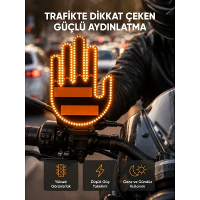 BUĞZ 176 LED’li Amber Trafik Uyumlu Sinyal Işığı – El Hareketiyle Kontrol