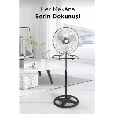 BUĞZ 18 inç ayaklı siyah metal pervaneli vantilatör 2 yıl garantili - Elektronik - İklimlendirme
