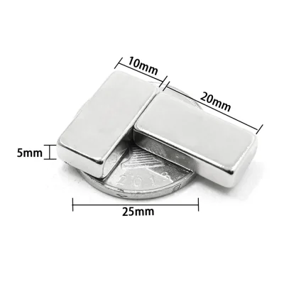 BUĞZ 2 Adet 20x10x5 mm Neodyum Magnet N35 Güçlü Mıknatıs Köşeli ve Dayanıklı Nikel Kaplama