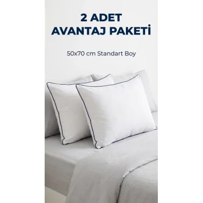 BUĞZ 2 Adet Anti-Alerjik Nano Jel Yastık 50x70 Yıkanabilir Pamuk