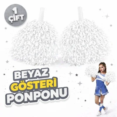 BUĞZ 2 Adet Beyaz Okul Gösteri Ponponları Ekstra Dolgun
