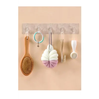 BUĞZ 2 Adet Kendinden Yapışkanlı Güçlü Şeffaf 5li Askılık - Kapı Arkası Mutfak Duvar Banyo