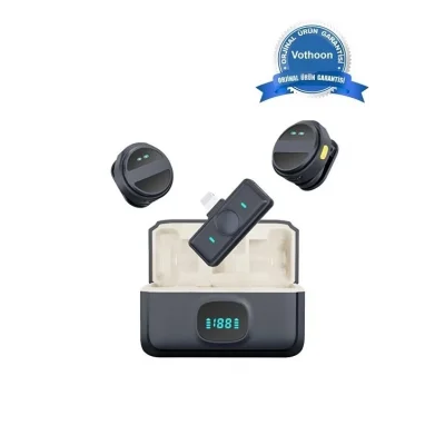 BUĞZ 2 Adet Profesyonel Kablosuz Yaka Mikrofonu Lighting Uyumlu Manyetik Klipsli