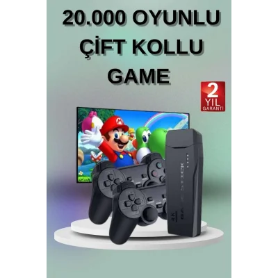  2 Kollu Kablosuz 2.4G Retro Oyunlar 4k Game Stick 3500 Oyun Atari