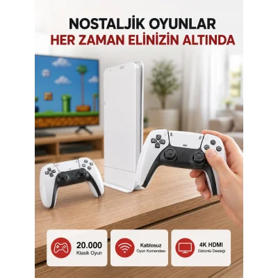 BUĞZ 2 Kollu Kablosuz 4K TV Uyumlu Klasik Oyun Konsolu