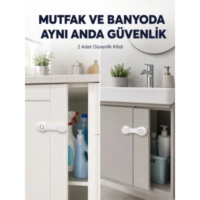 BUĞZ 2li Dolap ve Çekmece Güvenlik Kilidi Seti