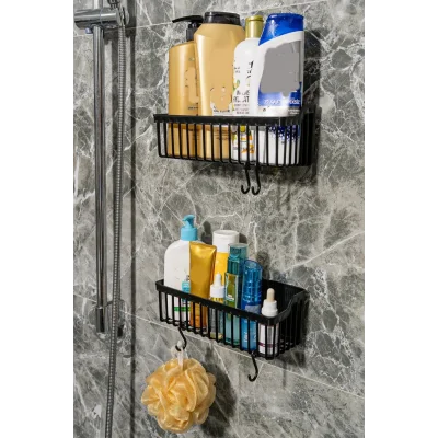 BUĞZ 2 Li Plastik Yapışkanlı Askılı Mutfak- Banyo Rafı Düzenleyici Duş Şampuanlık