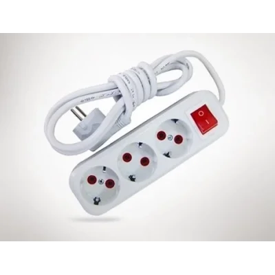  2 Metre Kablolu Anahtarlı 3 Lü Topraklı Grup Priz