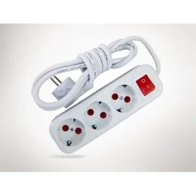 BUĞZ 2 mt Kablolu Anahtarlı 3 lü Topraklı Grup Priz