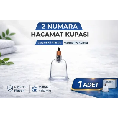 BUĞZ 2 Numara Hacamat Kupası 1 Adet Vakumlu Kupa Bardak Dayanıklı Plastik Manuel Hacamat Kabı