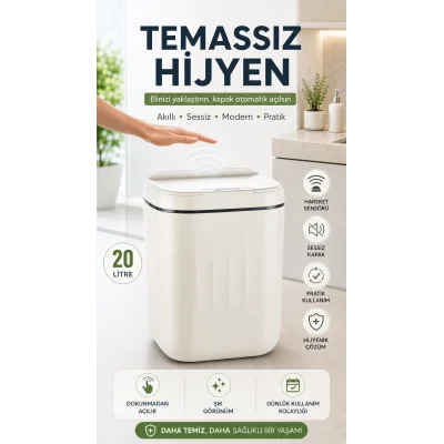 BUĞZ 20 Litre büyük Çöp Kovası Sensörlü Hareket Algılayan