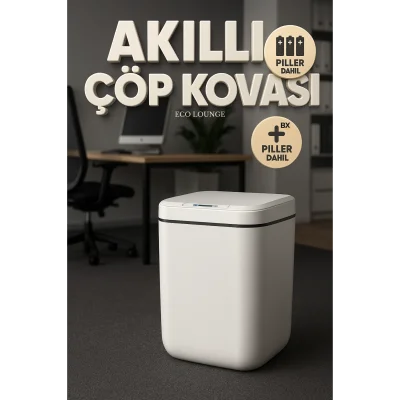 BUĞZ 20 Lt Akıllı Çöp Kovası – Ofis Mutfak Banyo İçin İdeal Hareket Sensörlü, Hijyenik, Estetik