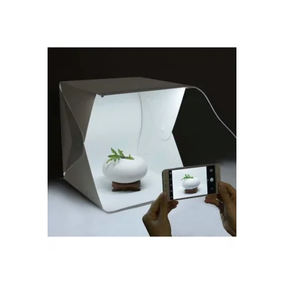 BUĞZ 20 X 20 Cm Profesyonel Stüdyo Led Işıklı Çift Sıra Ürün Fotoğraf Çekim Çadırı