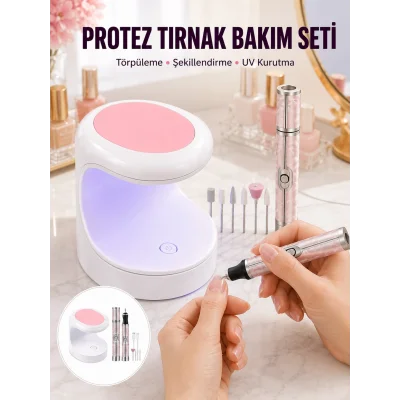BUĞZ 20.000 RPM Tırnak Matkabı + Mini LED Oje Kurutma Cihazı Seti Yeni Nesil