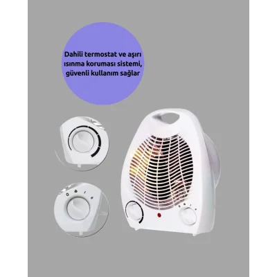 BUĞZ 2000W Taşınabilir Elektrikli Fanlı Isıtıcı – Hızlı Isınma, Kompakt Boy - BUĞZ