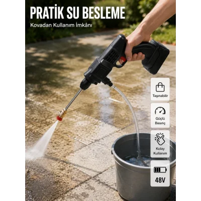 BUĞZ 2025 A Kalite 48V Şarjlı Yüksek Basınçlı Su Tabancası Orijinal Seri