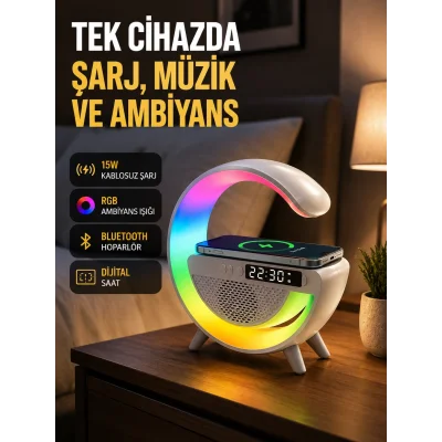 BUĞZ 2025 Model 15W Kablosuz Şarjlı Renkli Atmosfer Lambası
