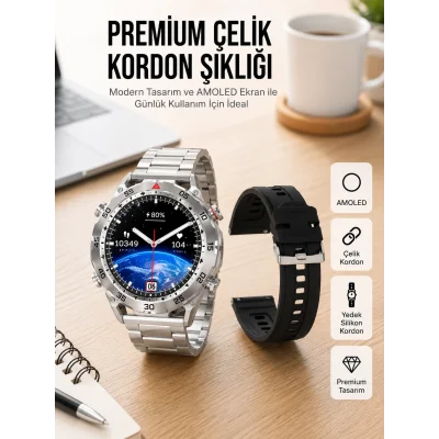 BUĞZ 2025 Model Yuvarlak Ekran Android ve İOS Uyumlu GPS Takibi Yapabilen Akıllı Saat Yeni Nesil
