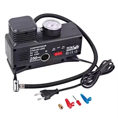 BUĞZ 220 Volt-12 Volt 250 Psi Psi Kompresör Lastik Hava Şişirme Oto Pompası Fişli Çakmaklıklı