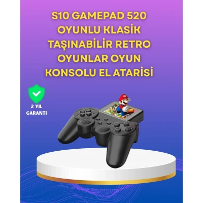 BUĞZ 2.4 İnç Ekranlı 500 Oyunlu Taşınabilir Retro Oyun Konsolu, Şarjlı El Tipi Mini