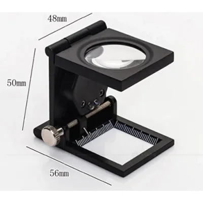 BUĞZ 28x28 Mm Katlanır Sayaçlı Metal Lüp, 2 Led Işıklı Büyüteç Tekstil Th9005a - BUĞZ