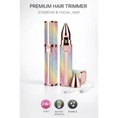 BUĞZ 2in1 USB Şarjlı Yüz ve Kaş Tüy Alıcı, Tahrişsiz Hassas Kesim ve Premium Simli Gövde