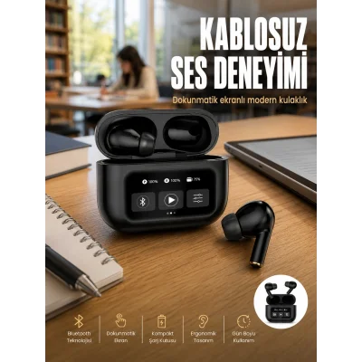 BUĞZ 2.Nesil Pro Ekranlı Sesli Görüşme Yapabilen Kablosuz Bluetooth Kulaklık Yeni Nesil