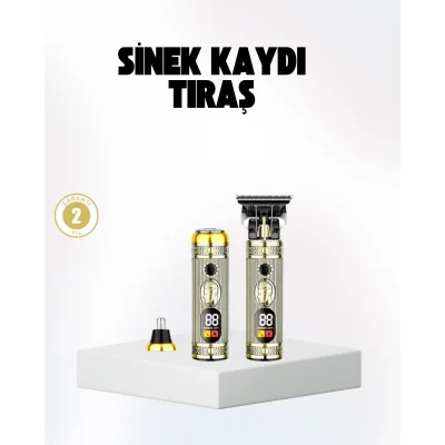 BUĞZ 2’si 1 Arada Saç ve Sakal Düzeltici Seti – T Bıçaklı, 8 Farklı Kılavuz Tarağı