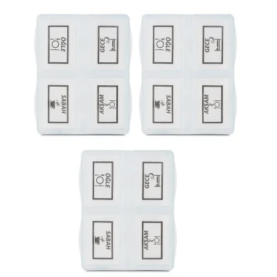 BUĞZ 3 Adet - 4 Bölmeli Günlük İlaç Saklama Kutusu