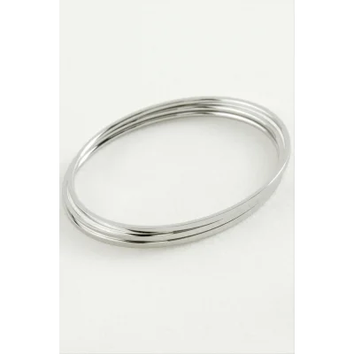 BUĞZ Parlak Cilali 3lu Celik Bilezik Seti 60 mm Ic Cap 2 mm Kalinlik Ajda Bayan BX-313730