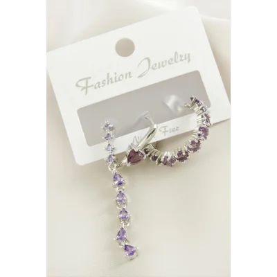  3 Adet Kalp Zirkon Taşlı Küpe