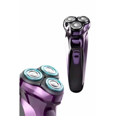  3 Bıçaklı Döner Başlıklı Sakal Sıfır Alma Tıraş Makinesi Profesyonel Paslanmaz Çelik