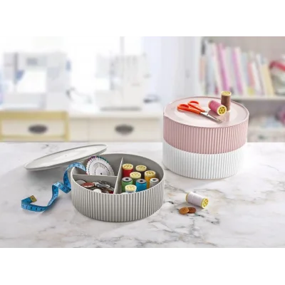 BUĞZ 3 Gözlü Saklama Kabı Dikiş Ve Takı Kutusu - Gri