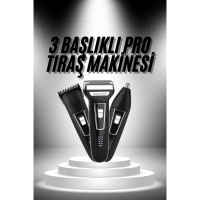 BUĞZ 3lü Set Saç Sakal Kesme Traş Makinesi Burun Kılı Alma Tıraş Makinesi - Lisinya