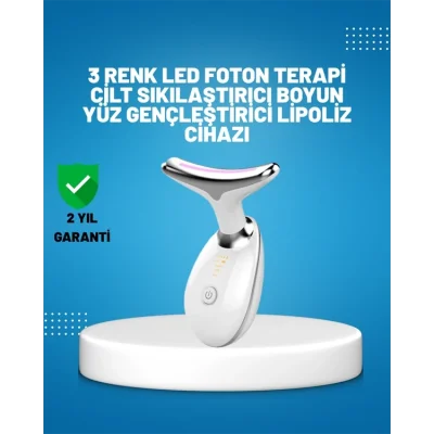  3 Modlu Boyun ve Yüz Bakım Cihazı – EMS, Temizleme, Sıcak Masaj ve Renkli Işık Terapi Özellikli