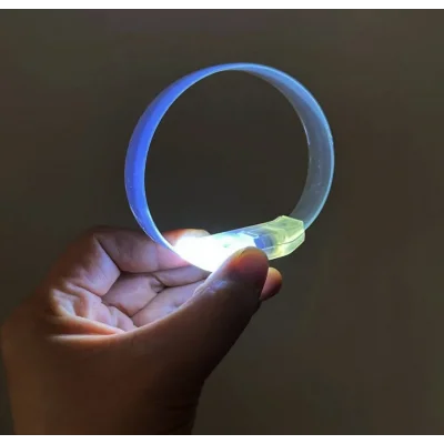 BUĞZ 3 Modlu Pilli LED Işıklı Esnek Parti Bilekliği Beyaz