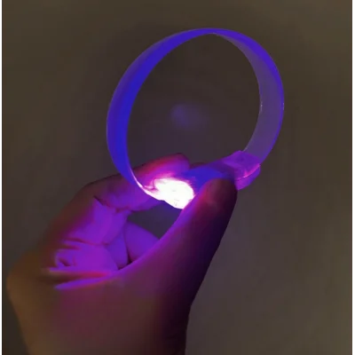 BUĞZ 3 Modlu Pilli LED Işıklı Esnek Parti Bilekliği Mor