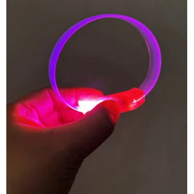 BUĞZ 3 Modlu Pilli LED Işıklı Esnek Parti Bilekliği Pembe