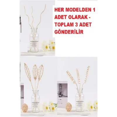 BUĞZ 3 Tek Adet 3 Model Aromaterapi Koku Dağıtıcı Rattan Şişe Ahşap Difüzör Çubuk (Spiral-Yaprak-Dalgalı)