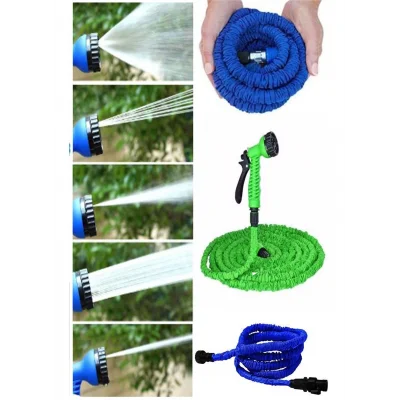 BUĞZ 30 Metre Uzayan Bahçe Sulama Araç Yıkama Hortumu 7 Kademeli Başlık - Lisinya