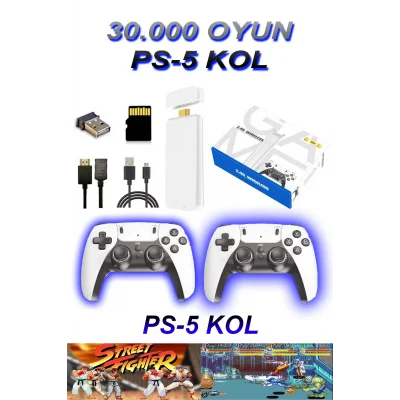 BUĞZ 30.000 Oyun Yüklü, PS5 Kollu, 2.4G Kablosuz Çift Kumandalı Retro Oyun Konsolu Stick
