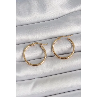 BUĞZ 316 Çelik Gold Renk 22mm Kadın Halka Model Kadın Küpe