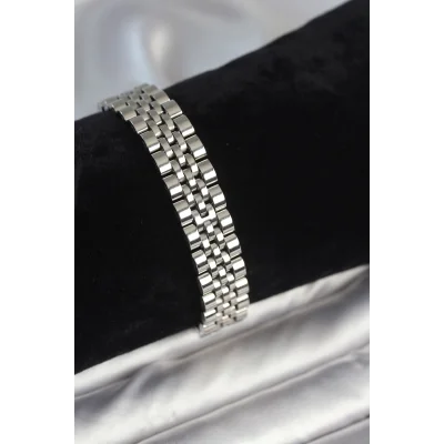 BUĞZ 316L Çelik 12 mm Kalınlıkta Gümüş Renkli Erkek Bileklik